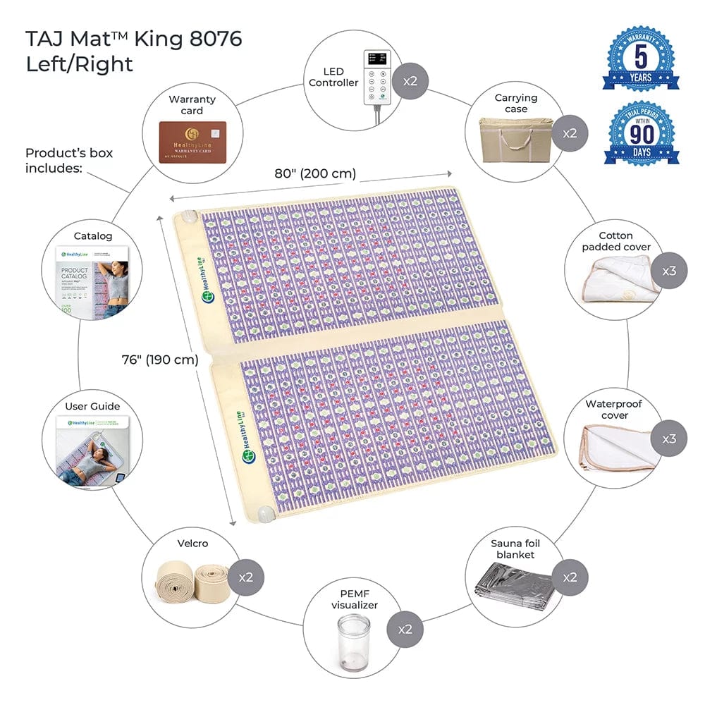 Healthy Line Massage Stone Warmers TAJ-Mat™ King 8076 Firm - Photon PEMF Split Inframat Pro®