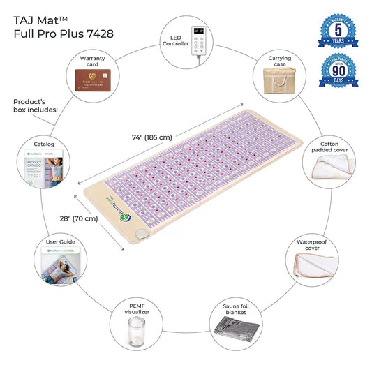Healthy Line Massage Stone Warmers TAJ Mat Full Pro Plus 7428 with Photon LED and PEMF